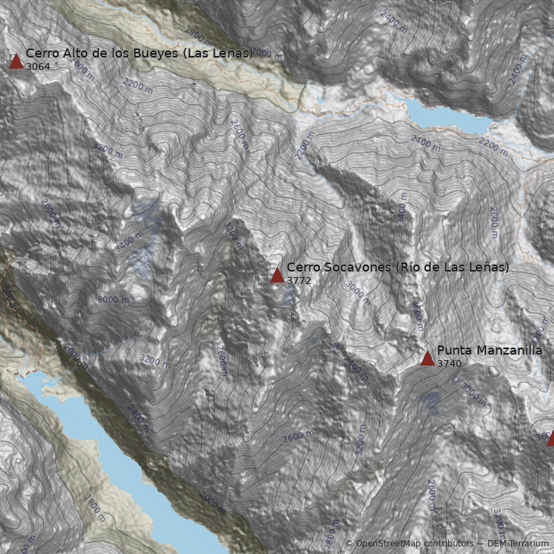 Mapa Cerro Socavones (Río de Las Leñas)