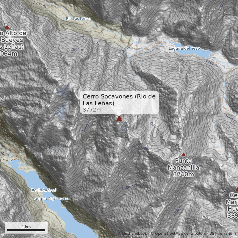 Mapa Cerro Socavones (Río de Las Leñas)