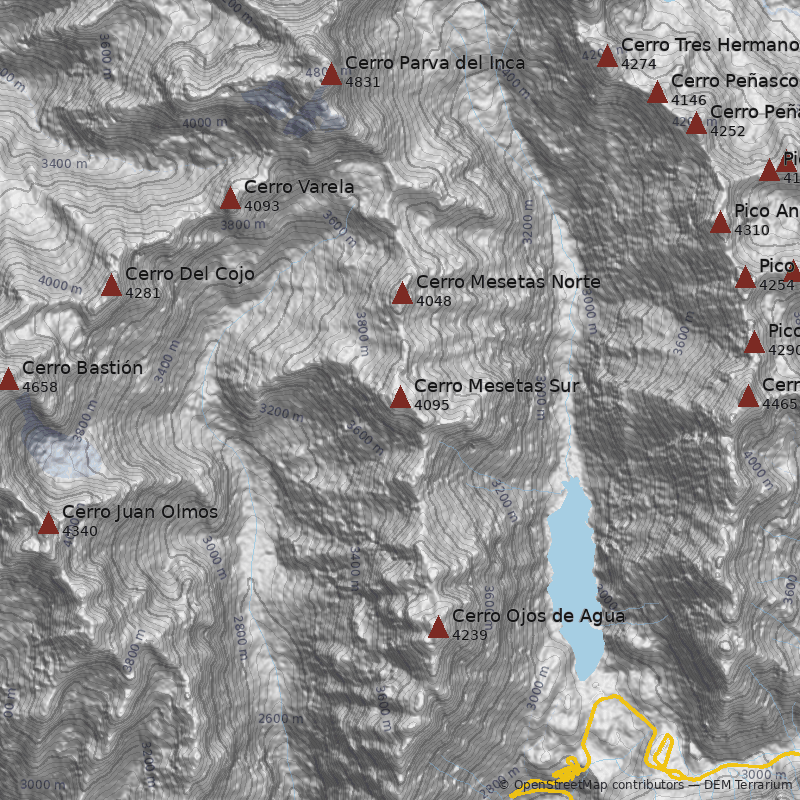 Mapa Cerro Mesetas Sur