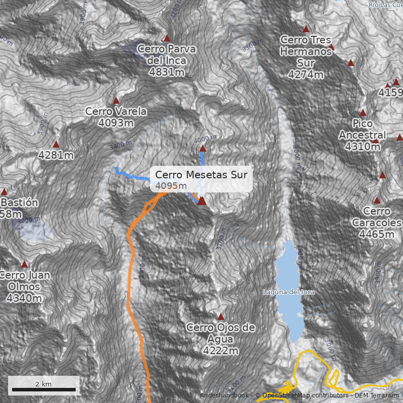 Mapa Cerro Mesetas Sur