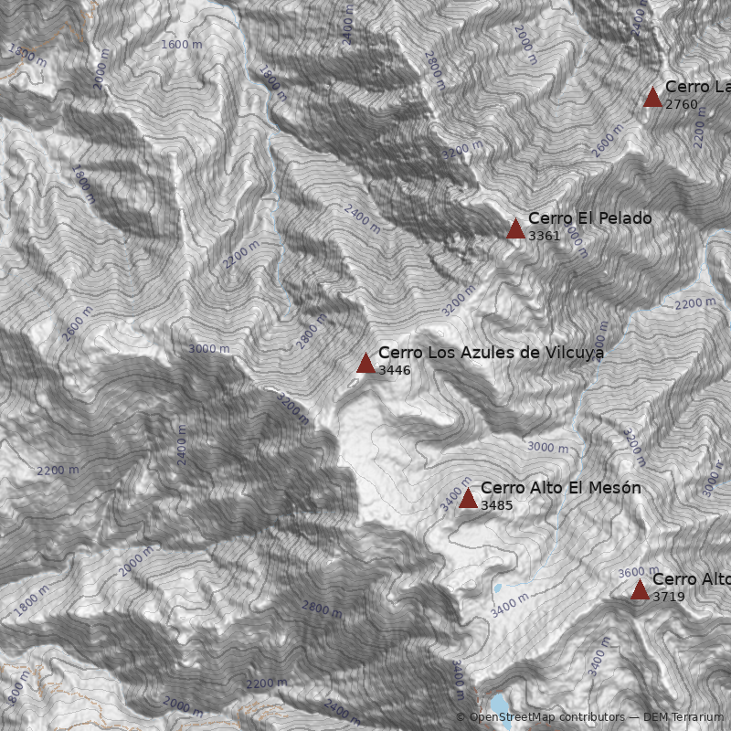 Mapa Cerro Los Azules de Vilcuya