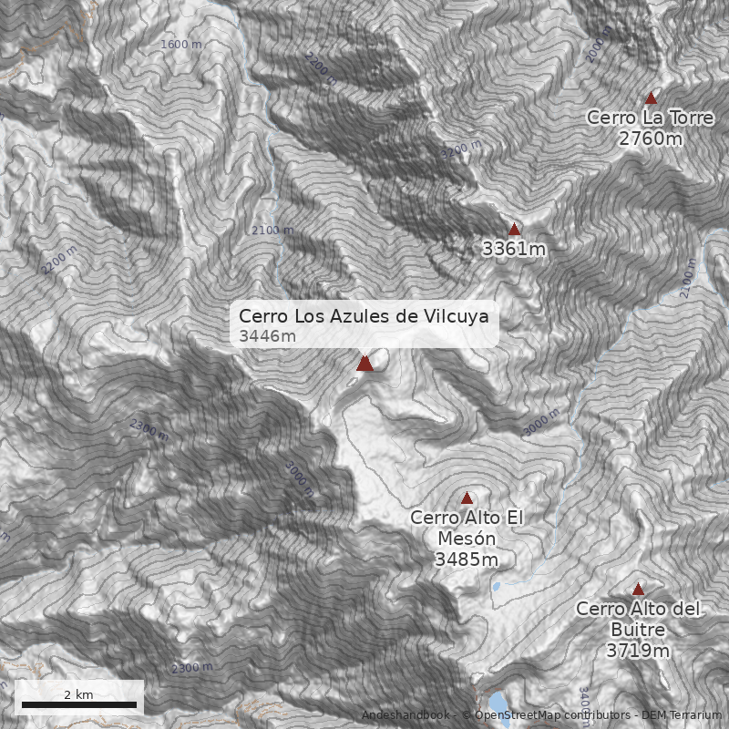 Mapa Cerro Los Azules de Vilcuya