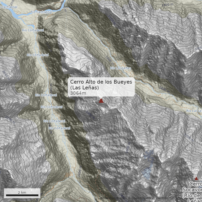 Mapa Cerro Alto de los Bueyes (Las Leñas)