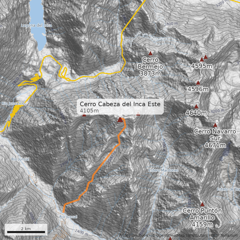 Mapa Cerro Cabeza del Inca Este