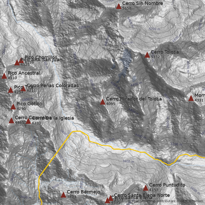 Mapa Normal por la Quebrada de la Avalancha