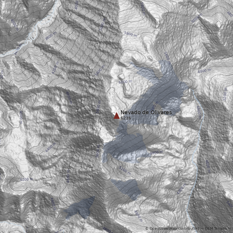 Mapa Nevado de Olivares