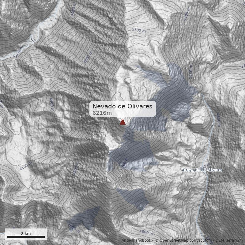 Mapa Nevado de Olivares