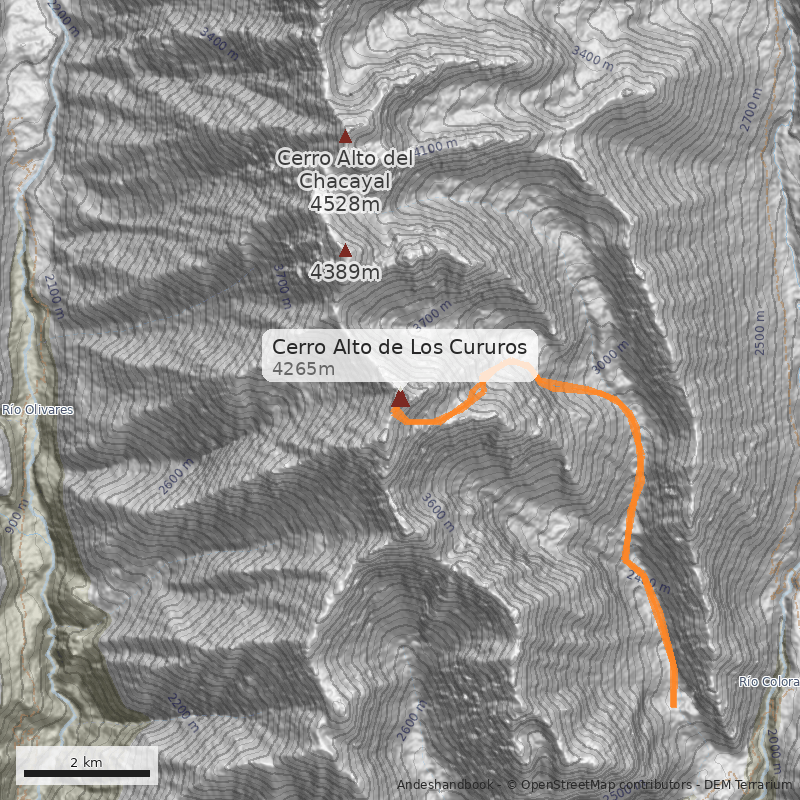 Mapa Cerro Alto de Los Cururos