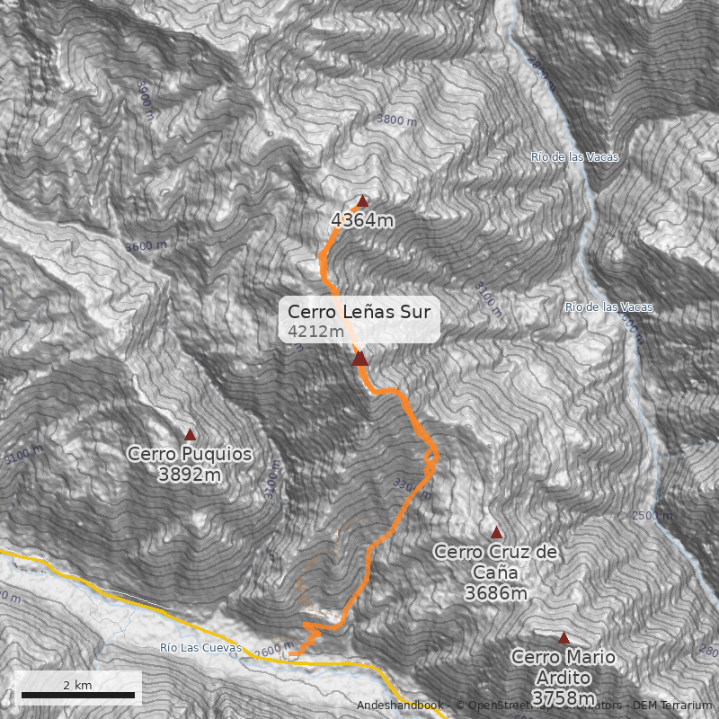 Mapa Cerro Leñas Sur