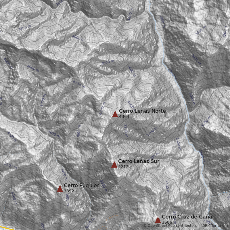 Mapa Cerro Leñas Norte