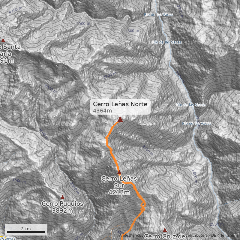 Mapa Cerro Leñas Norte