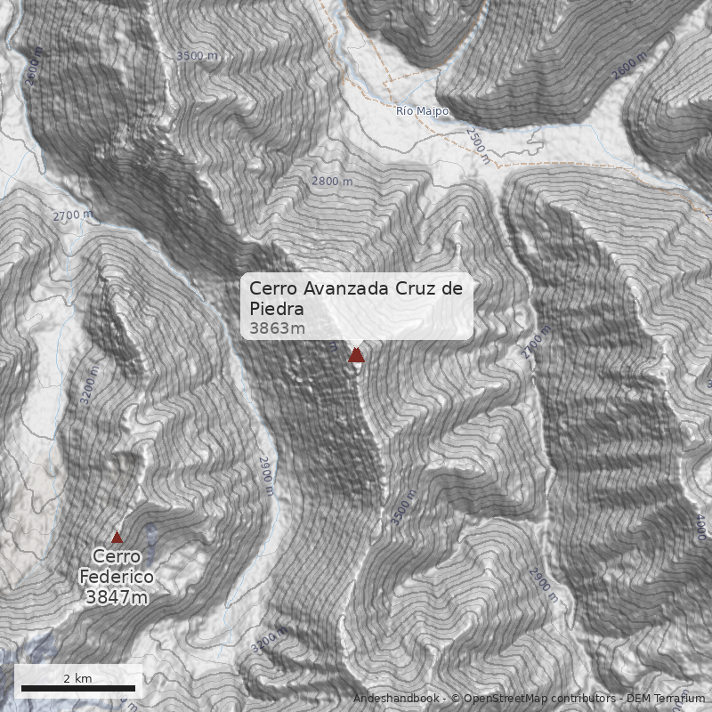 Mapa Cerro Avanzada Cruz de Piedra