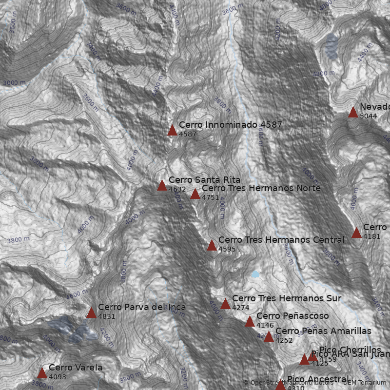 Mapa Cerro Tres Hermanos Norte