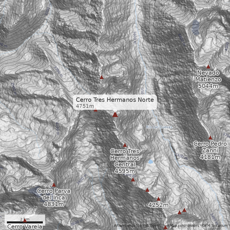 Mapa Cerro Tres Hermanos Norte