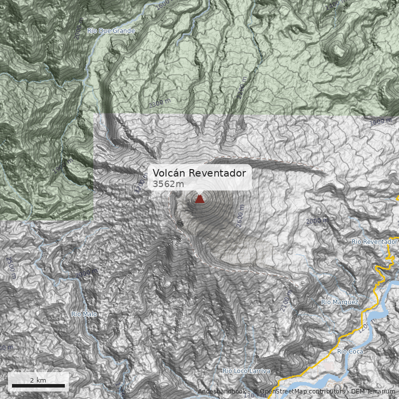 Mapa Volcán Reventador