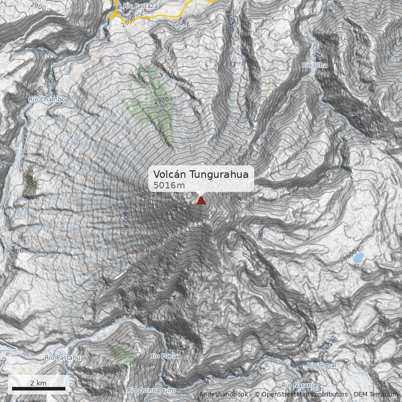 Mapa Volcán Tungurahua