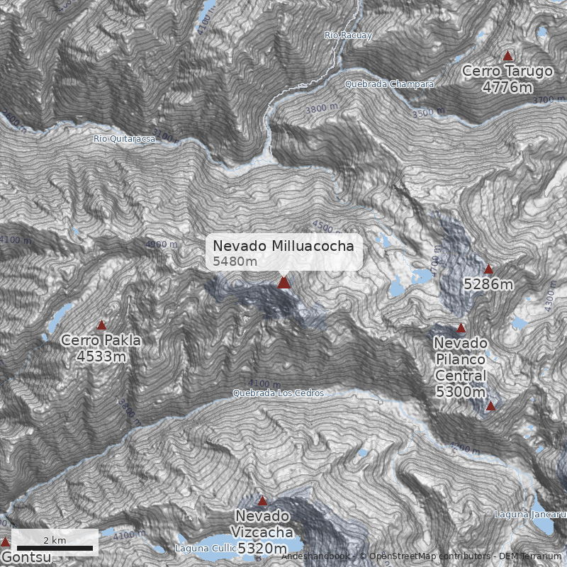 Mapa Nevado Milluacocha