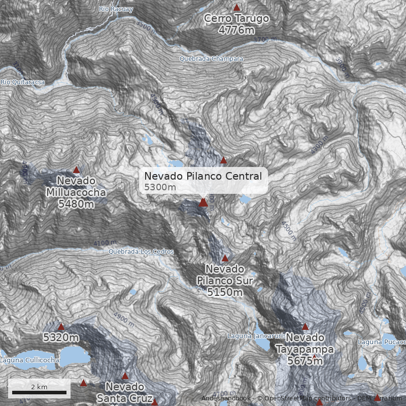 Mapa Nevado Pilanco Central