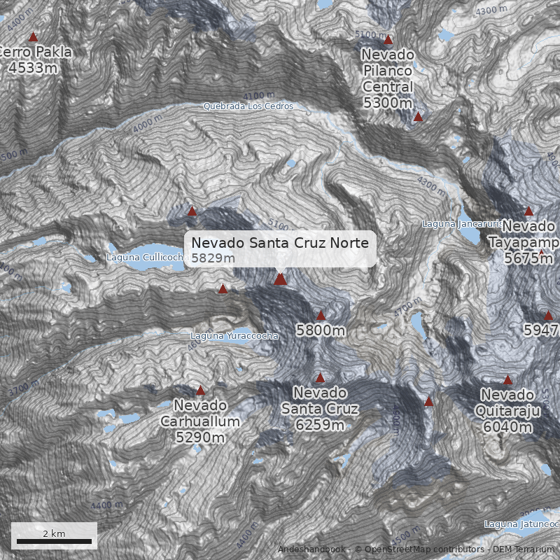 Mapa Nevado Santa Cruz Norte