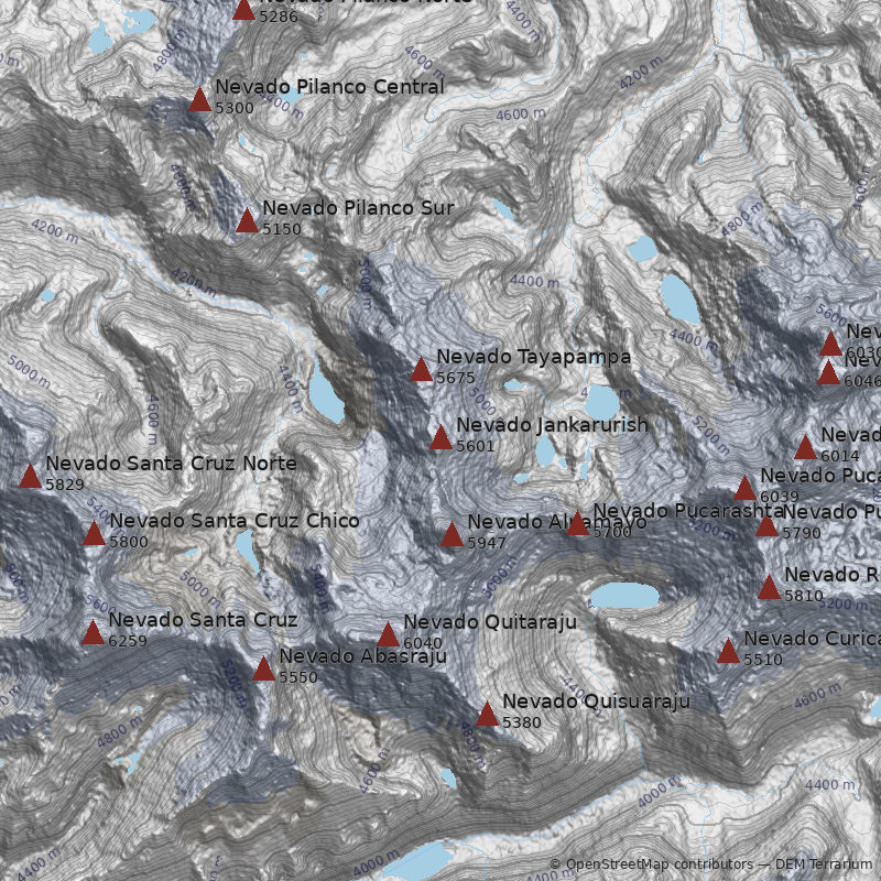 Mapa Nevado Jankarurish