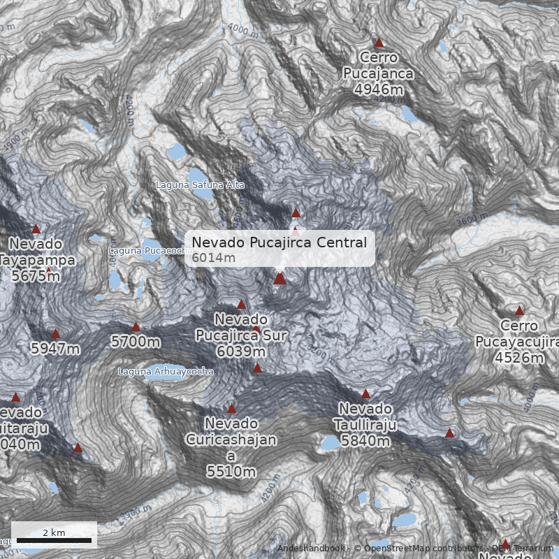 Mapa Nevado Pucajirca Central