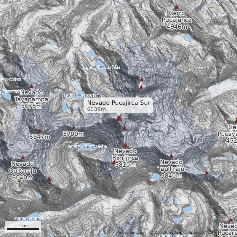 Mapa Nevado Pucajirca Sur
