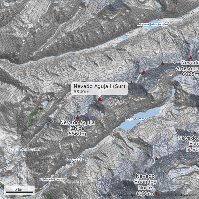 Mapa Nevado Aguja I (Sur)