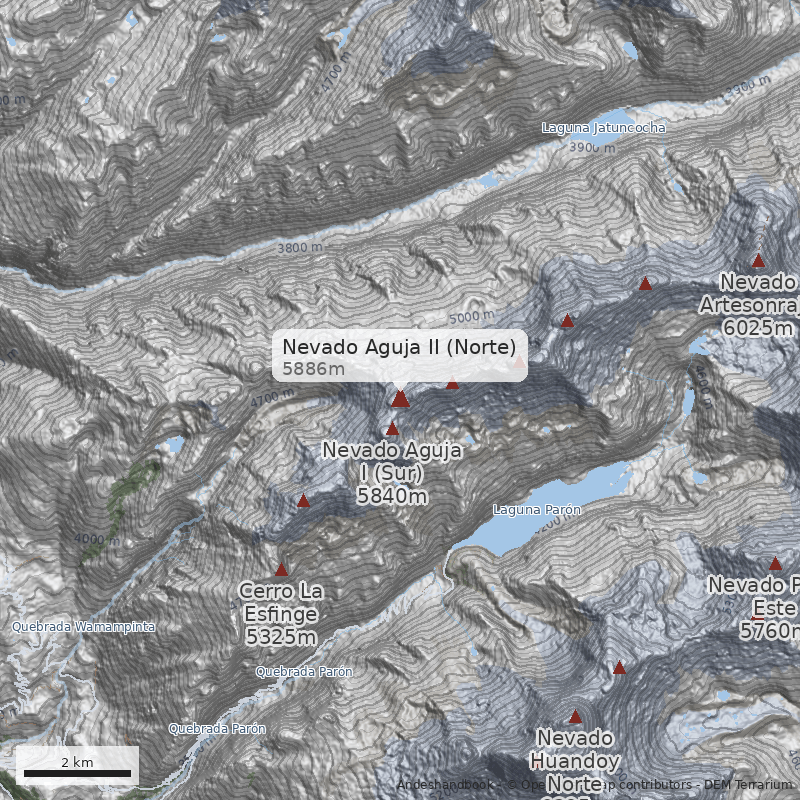 Mapa Nevado Aguja II (Norte)