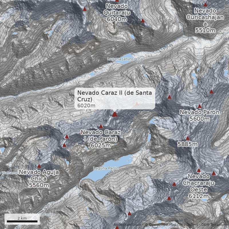Mapa Nevado Caraz II (de Santa Cruz)