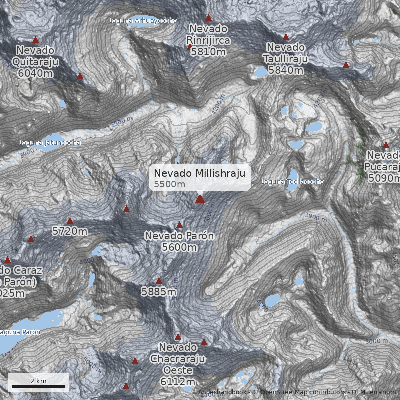 Mapa Nevado Millishraju