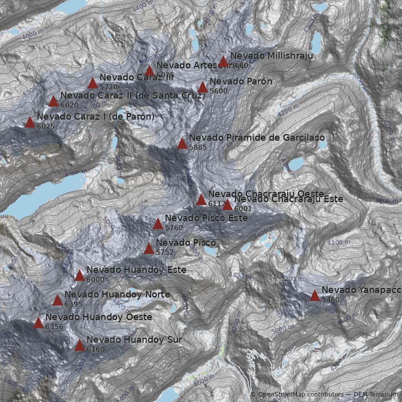 Mapa Nevado Chacraraju Oeste