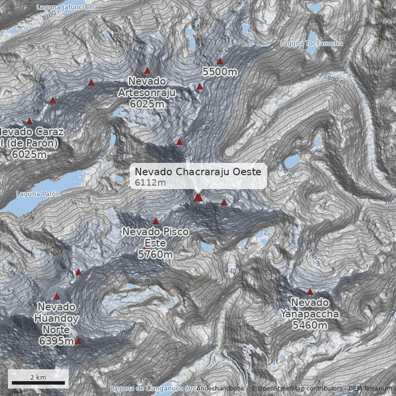 Mapa Nevado Chacraraju Oeste