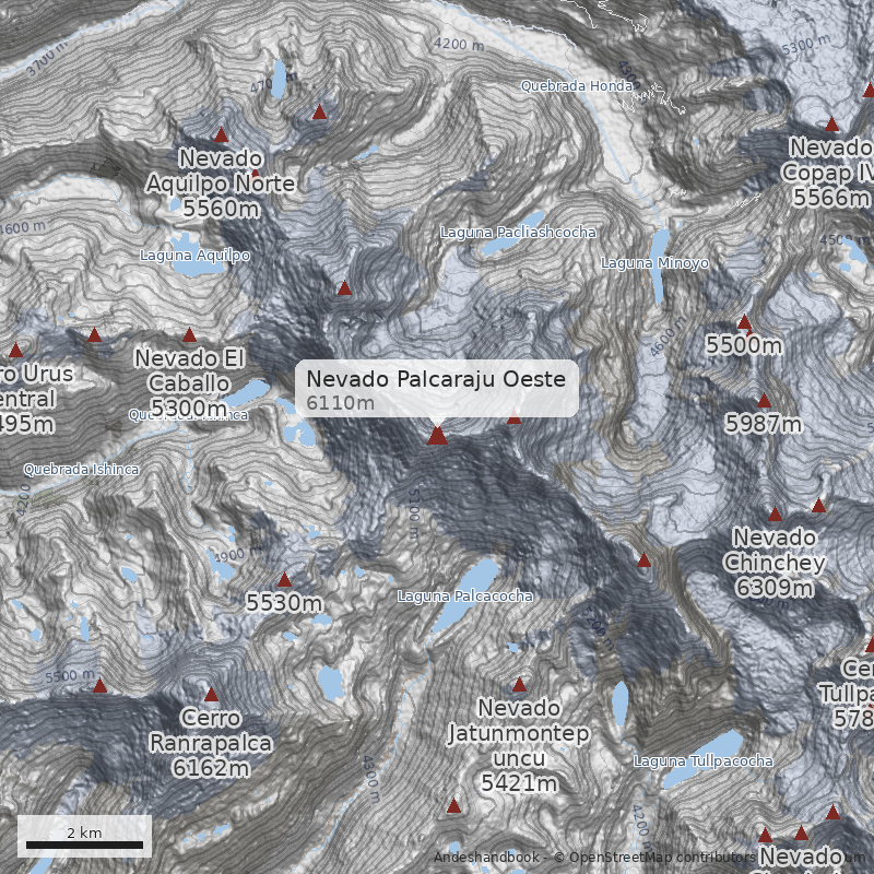 Mapa Nevado Palcaraju Oeste