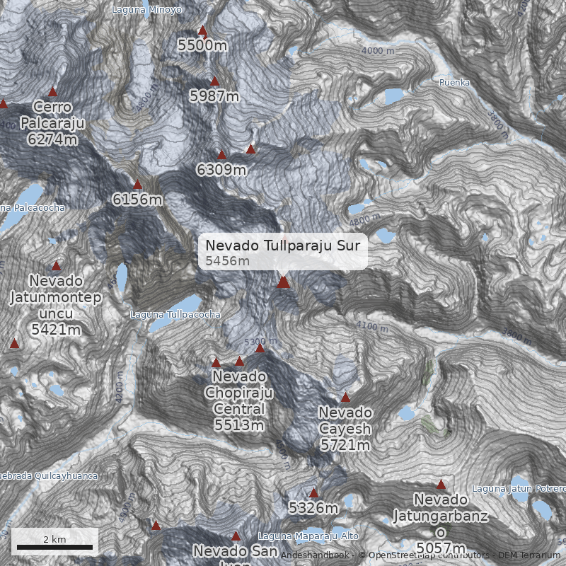 Mapa Nevado Tullparaju Sur