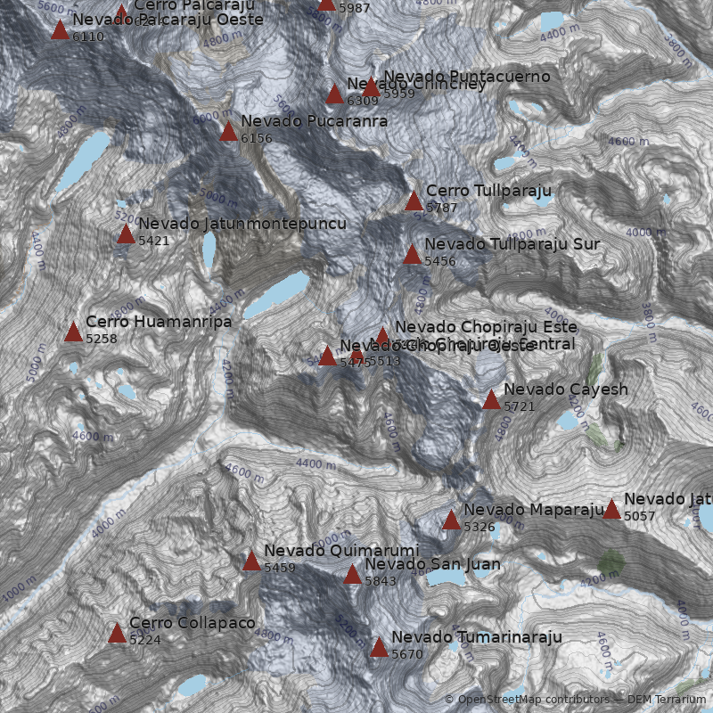 Mapa Nevado Chopiraju Central