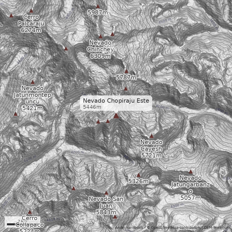Mapa Nevado Chopiraju Este