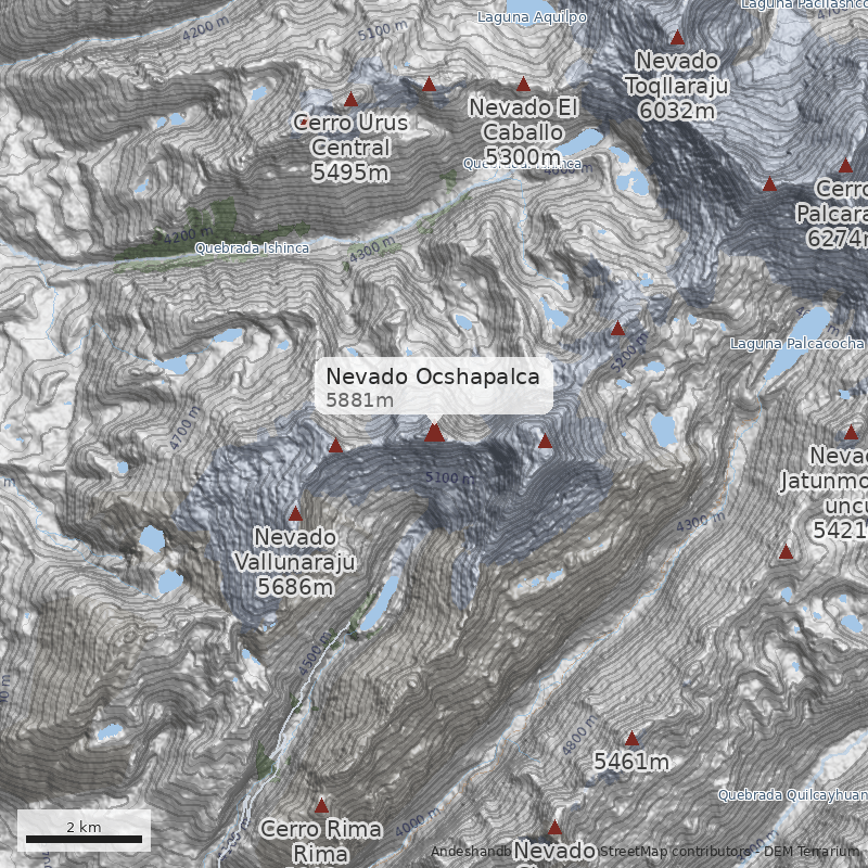 Mapa Nevado Ocshapalca