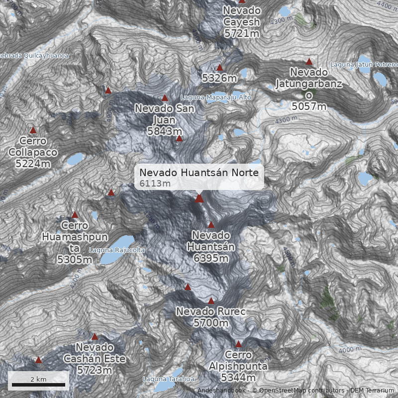 Mapa Nevado Huantsán Norte
