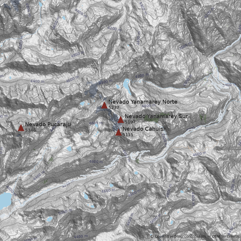Mapa Nevado Yanamarey Sur