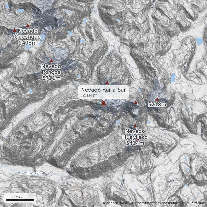 Mapa Nevado Raria Sur