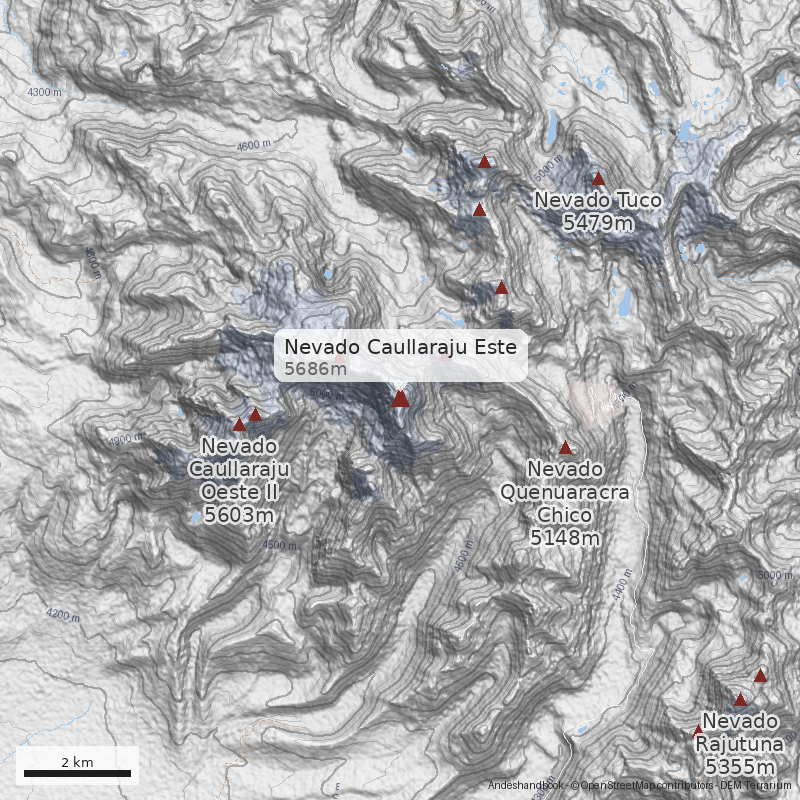 Mapa Nevado Caullaraju Este