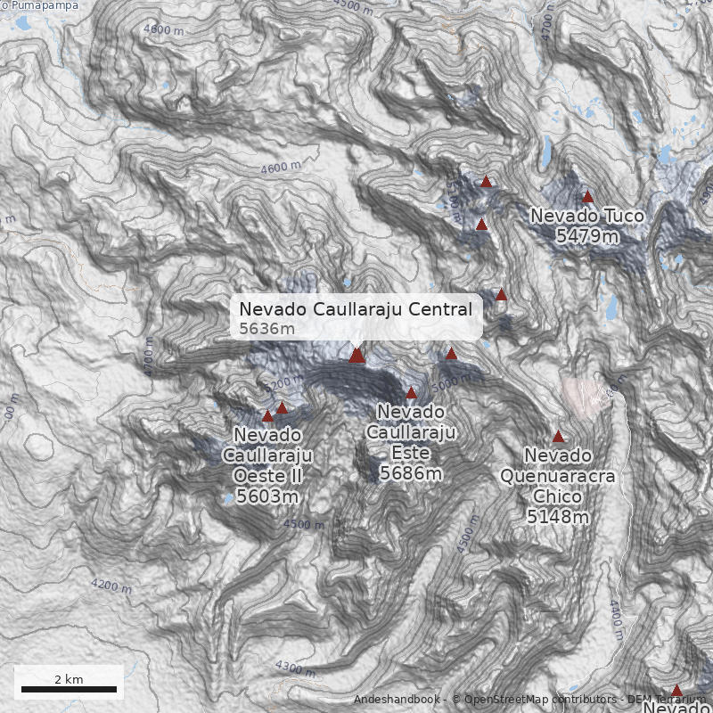 Mapa Nevado Caullaraju Central