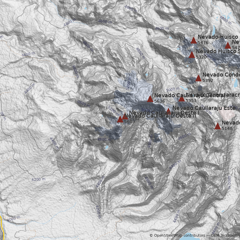 Mapa Nevado Caullaraju Oeste II