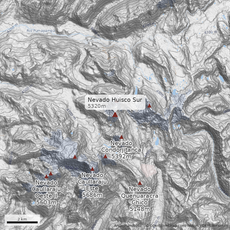 Mapa Nevado Huisco Sur