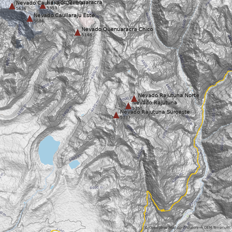 Mapa Nevado Rajutuna Suroeste