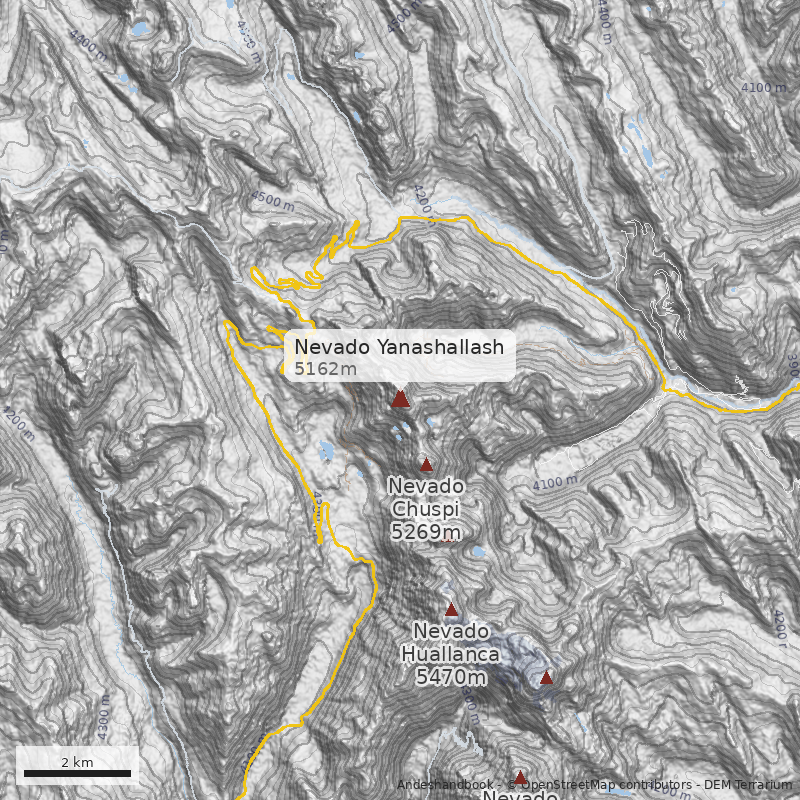 Mapa Nevado Yanashallash