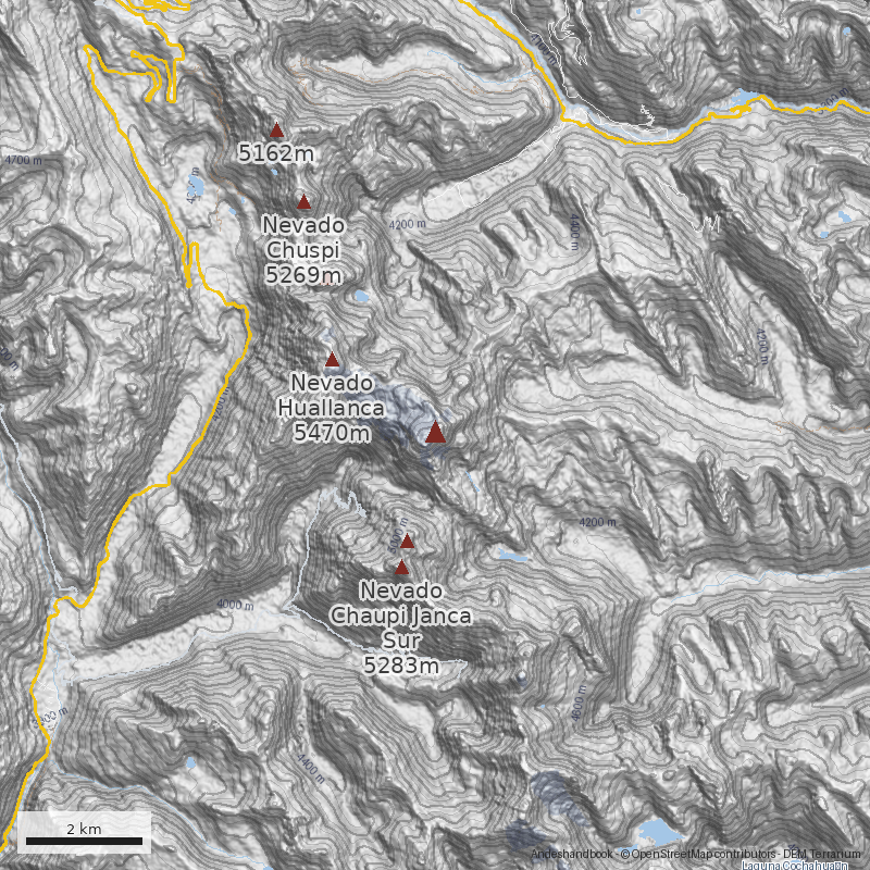 Mapa Nevado Huallanca Sur (Cumbre de los Burros)