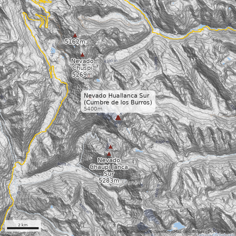 Mapa Nevado Huallanca Sur (Cumbre de los Burros)