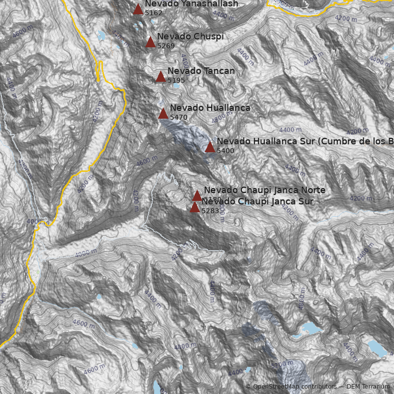 Mapa Nevado Chaupi Janca Norte