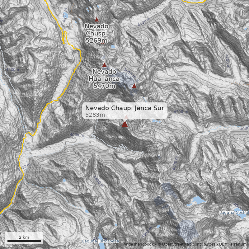 Mapa Nevado Chaupi Janca Sur